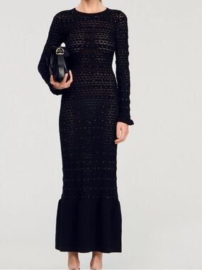 Sandro RHINESTONE KNIT MAXI DRESS
Size 34